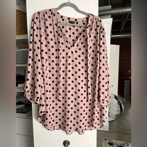 Women’s blouse, tie neck, 3/4 sleeves.  Polka dot.